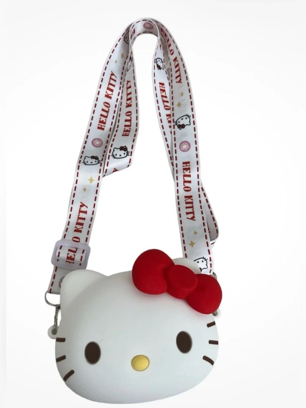Hello Kitty 3D Silicone Shoulder Purse Crossbody Bag White & Red Silicone Purse